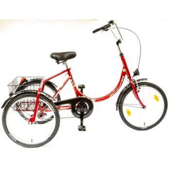   CSEPEL CAMPING HÁROMKEREKŰ ACÉLVÁZAS 20"-AS KONTRÁS PIROS KERÉKPÁR